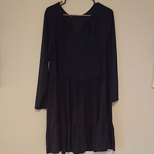 Chic Long Sleeve Navy Dress